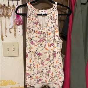 Kenar Floral Sleeveless Blouse - Cream and Multicolor